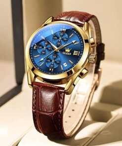 OLEVS 5610 New Luxury Fashion Glass Quartz Analog Men Watch-Water Resistant