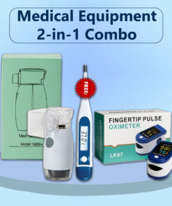 Medical Equipment 2-in-1 Combo Pack with Free Thermometer (Nebulizer + Fingertip Pulse Oximeter)