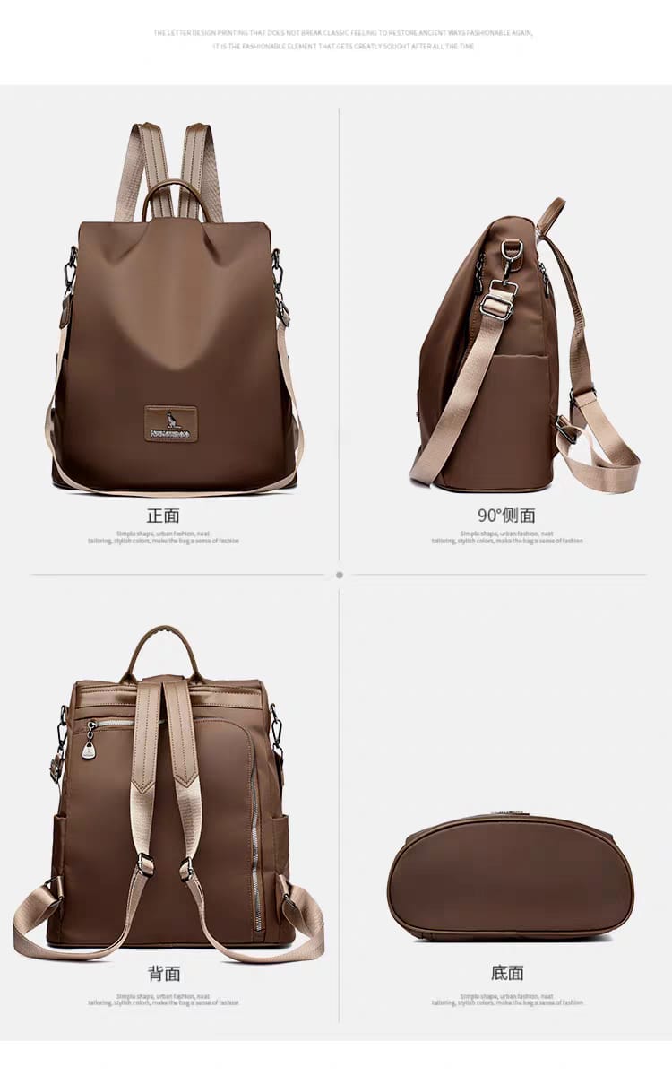 New Texture Oxford Cloth Women’s Backpack (Coffee) - Image 3