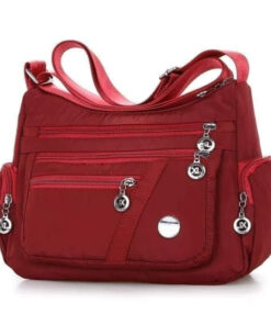 Women’s Nylon Waterproof Large Capacity Crossbody Bag (Red)