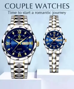 BINBOND Top Brand Luxury Fashion Couple Watches 30M Week Date Clock Sport Quartz